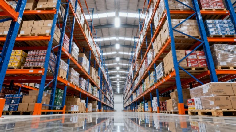 Porta palete para distribuidoras em Ribeirão Preto com paletes organizados em múltiplos níveis